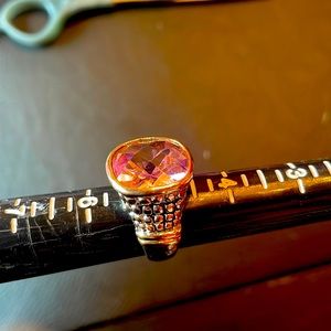 Light pink cz 925 two tone ring, sz 5